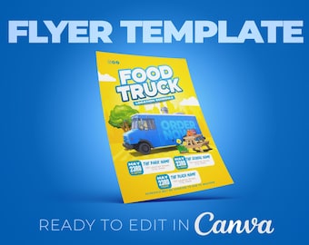 Editable Flyer Template, Food Truck Flyer, Food Truck Schedule, Food Truck Menu, Food Truck Location, Food Pop Up Shop, Marketing, 8.5x 11in