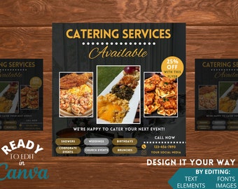 Editable Flyer Template, Catering Services Flyer, Restaurant Flyer, Catering Price List, Cater Flyer, Advertising, Catering Packages, Chef