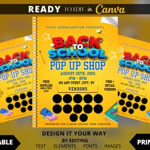 Editable Flyer Template, Back to School Flyer, Community Event, Back to School Pop Up Shop, Pop Up Shop, Vendors Wanted, Vendor Event