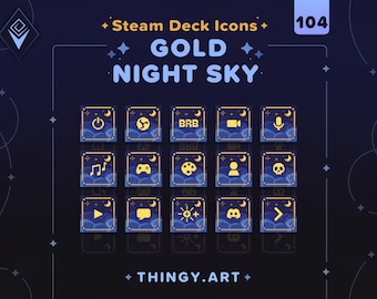 Gold Night Sky Stream Deck Icon Pack || 104 Moon and Star Icon Set for Elgato Stream Deck || Twitch Assets