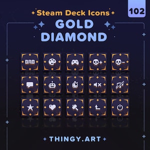 Gold Diamond Stream Deck Icon Pack || 103 Diamond Icon Set for Elgato Stream Deck || Twitch Assets