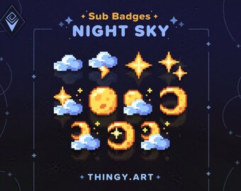 Night Sky Stream Badges for Twitch / YouTube / Discord || Bit Badges || Sub Badges || Loyalty Badges || Discord Roles