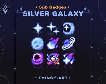Silver Galaxy Stream Badges for Twitch / YouTube / Discord || Bit Badges || Sub Badges || Loyalty Badges || Discord Roles