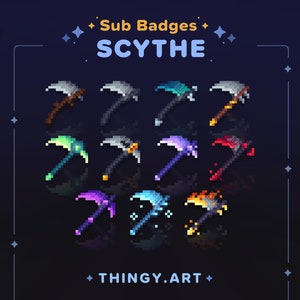 Scythe Stream Badges for Twitch / YouTube / Discord || Bit Badges || Sub Badges || Loyalty Badges || Discord Roles