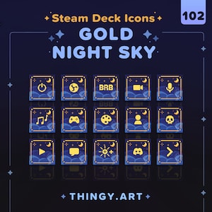 Gold Night Sky Stream Deck Icon Pack || 103 Moon and Star Icon Set for Elgato Stream Deck || Twitch Assets
