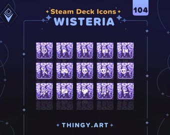 Wisteria Stream Deck Icon Pack || 104 Purple Flower Icon Set for Elgato Stream Deck || Twitch Assets