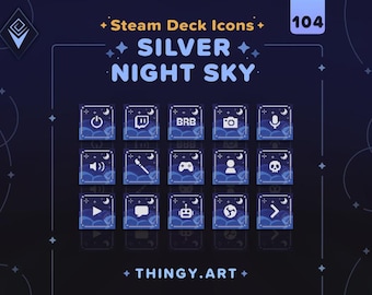Silver Night Sky Stream Deck Icon Pack || 104 Moon and Star Icon Set for Elgato Stream Deck || Twitch Assets