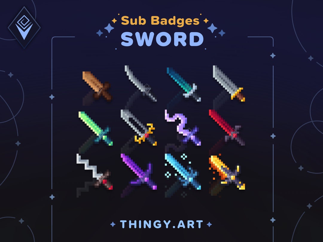 Sword Stream Badges for Twitch / Youtube / Discord Bit Badges Sub