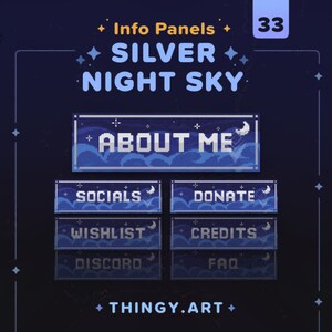 Silver Night Sky Panels Pack || Twitch Graphics || Twitch Panels
