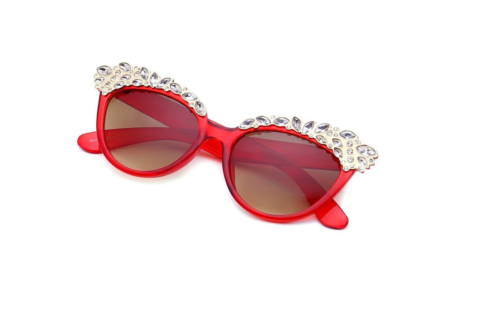 Rhinestone Cat Eye Sunglasses: Hand Decorated UV400 Shades 
