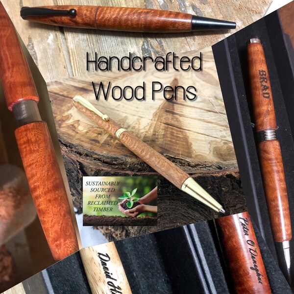 Personalised Gift  Engraved Wood Pen Made In Australia  from Re-claimed Timber comes in a FREE GIFT BOX