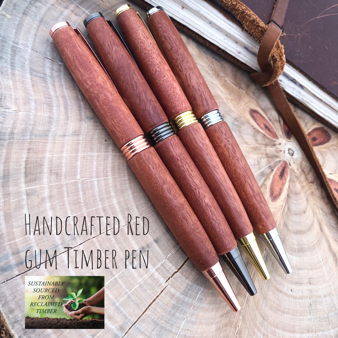 Reclaimed Wooden Ballpoint Pen Made From Australian Red Gum Showcasing