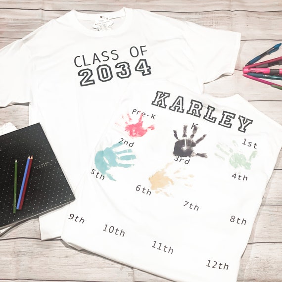 Back to School Handprint Tshirt Handprint Tshirt Grade Etsy