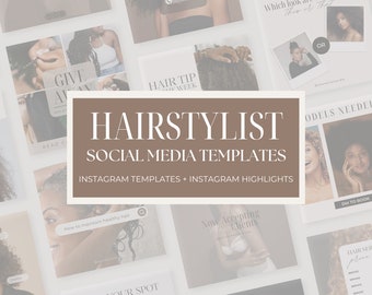 Luxury Hairstylist Templates For Instagram | Hairdresser Instagram Template | HairStylist Highlight Covers | Hair Social Media Post | Canva