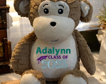 Mono de peluche personalizado de graduación, regalo personalizado de graduación, regalo de graduación, primer cumpleaños
