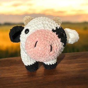 crochet dairy cow, Crochet Stuffed Cow, Custom Color Crochet Cow, Made to order Crochet Cow, Standing Crochet Cow Plushie, Stuffed Animal