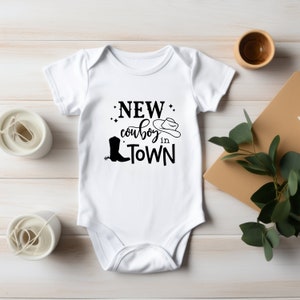 New Cowboy to Town Bodysuit, Custom Baby Bodysuit, Baby Shower Gift, Cute Bodysuit, Baby Boy Bodysuit, Baby Girl Clothes