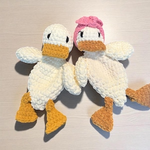 Duck Lovey, Handmade Crochet Snuggler, Baby Security Blanket, Soft Plush Lovey Toy, Baby Shower Gift, Stuffed Animal Alternative