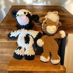 Crochet Cows Baby Security Blanket, Highland cow Lovey, Cow Lovey, Crochet Cow Stuffie, Crochet Cow Lovey, Custom Color Cow Snuggler