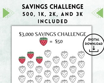 Savings Challenge Bundle | 500, 1K, 2K and 3K Savings Tracker | Printable
