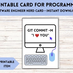 Funny Valentine Card | Computer Geek | Coding Card | Printable