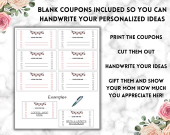 Mothers Day Love Coupons Mothers Day Coupon Book Printable