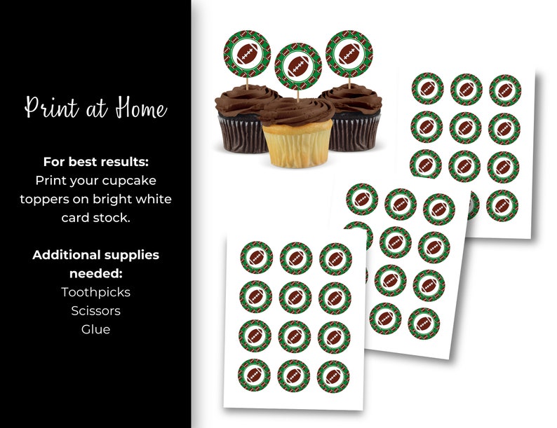 Printable Football Cupcake Toppers Etsy