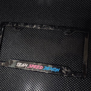 Genuine Real Forged Carbon Fiber License Plate Frame With Custom Decal