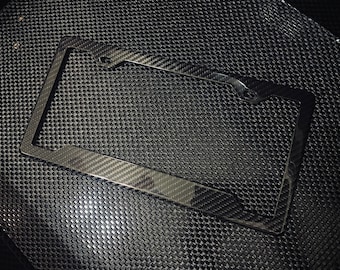 100% Real Carbon Fiber License Plate Frame With Custom Decal