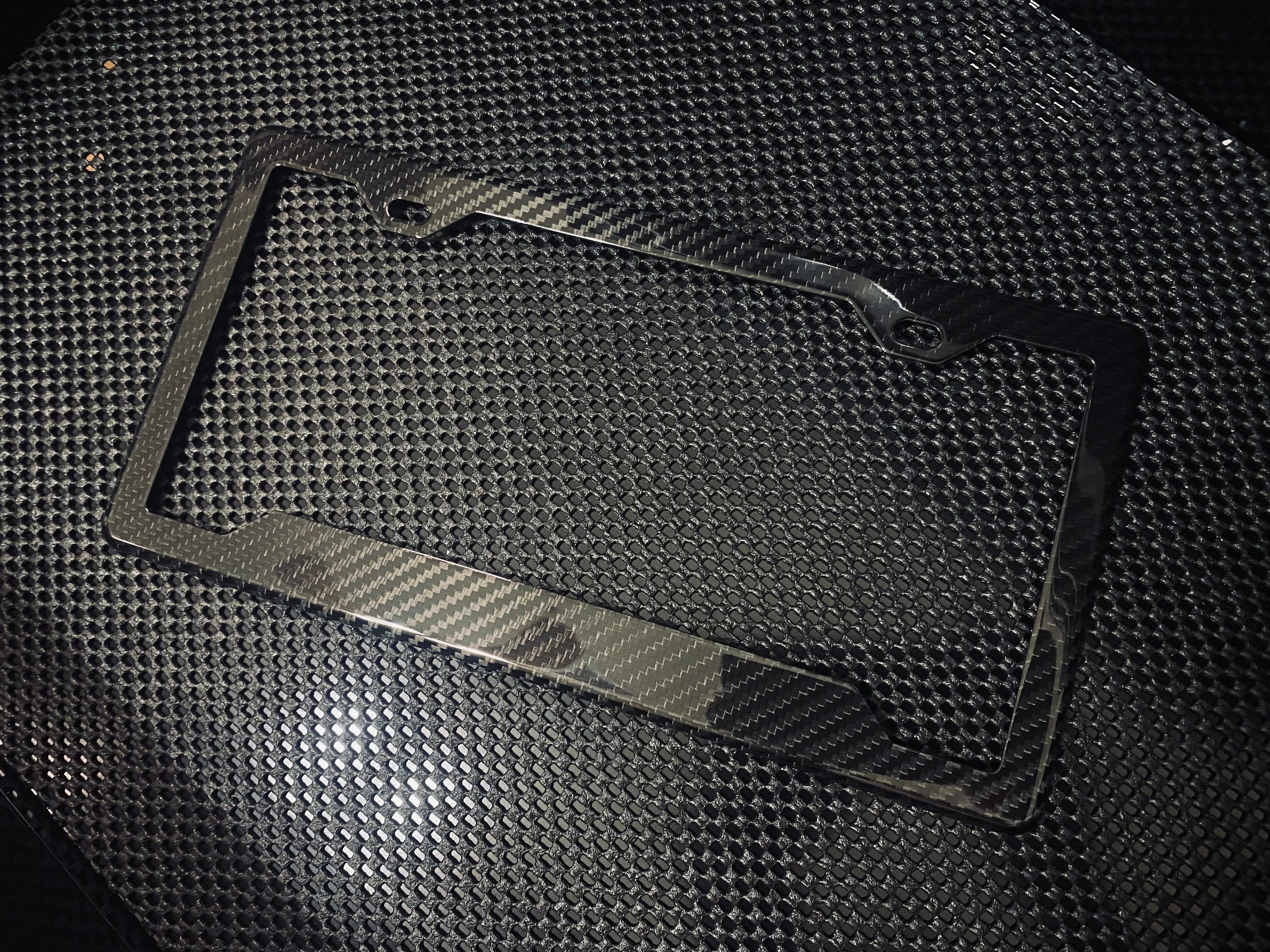 100% Real Carbon Fiber License Plate Frame With Custom Decal