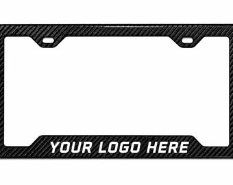 Nummerplaatframe van 100% echte koolstofvezel met aangepaste sticker