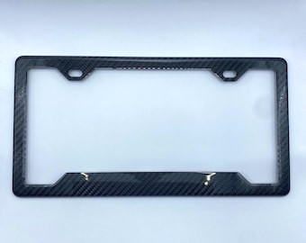 Genuine Real Carbon Fiber License Plate Frame With Custom Decal