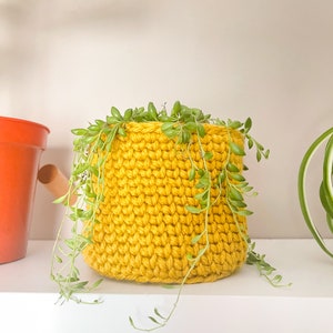 Chunky Mustard Crochet Plant Pot Cover, Made To Order, Handmade, Plant Pot, Mustard