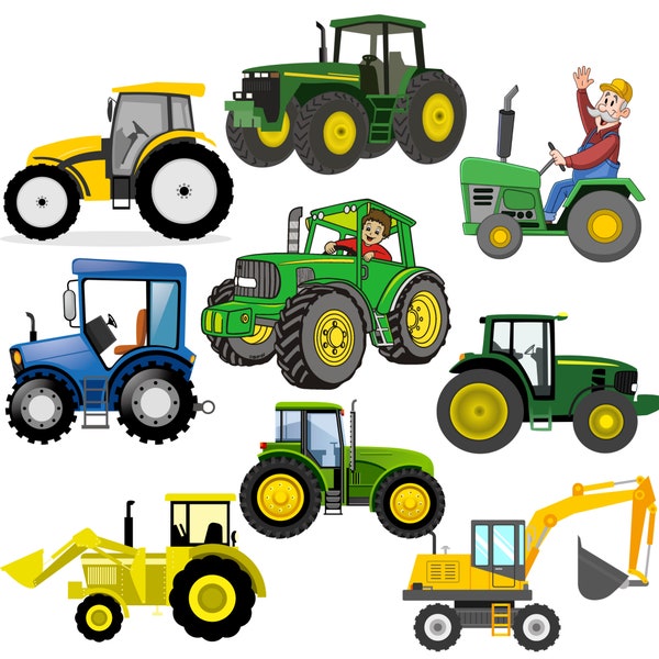 Tractor png bundle, farming png, cute truck clipart, instant download