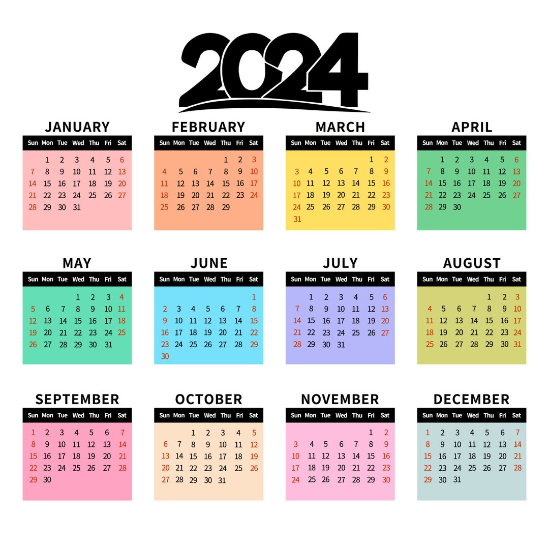 2024 Calendar, 2024 Calendar Png, Transparent Background, New Year