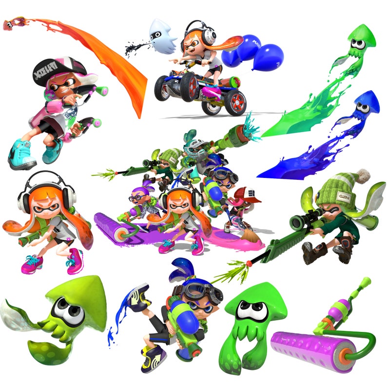 Splatoon Png Bundle Splatoon Clipart Splatoon Game Inkling Etsy