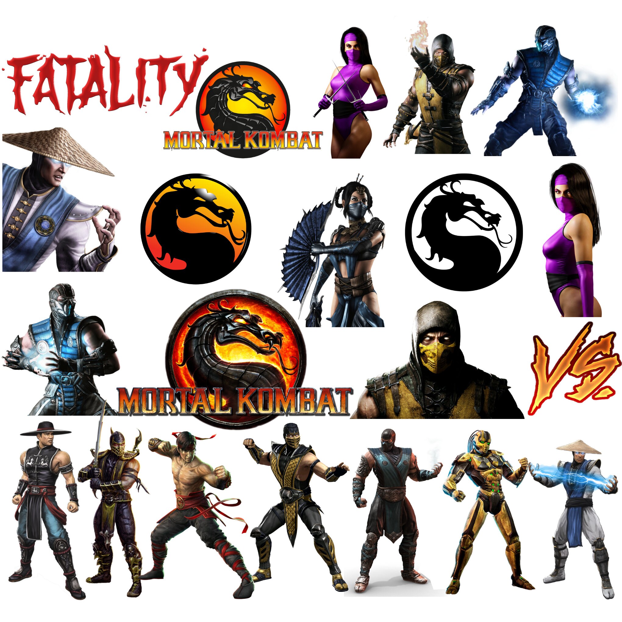Mortal Kombat Characters Mortal Kombat Clipart Set Mortal Etsy Australia