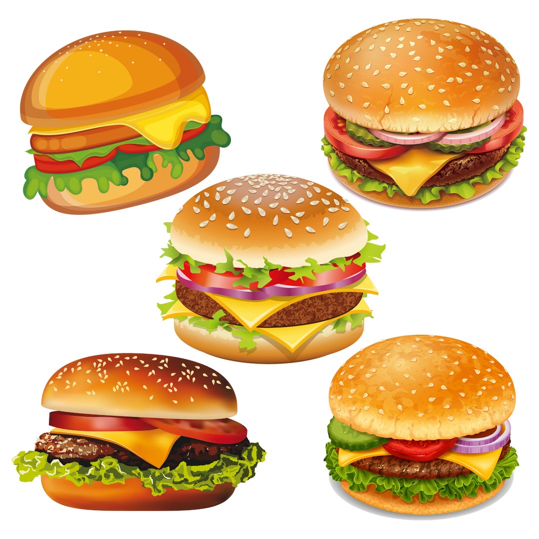 Burger Png Bundle, Hamburger Png, Cheeseburger Png, Burger Clipart, 5