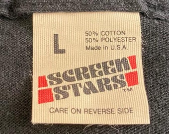 Vintage 80s SCREEN STARS  blank deadstock T SHIRT Large Black