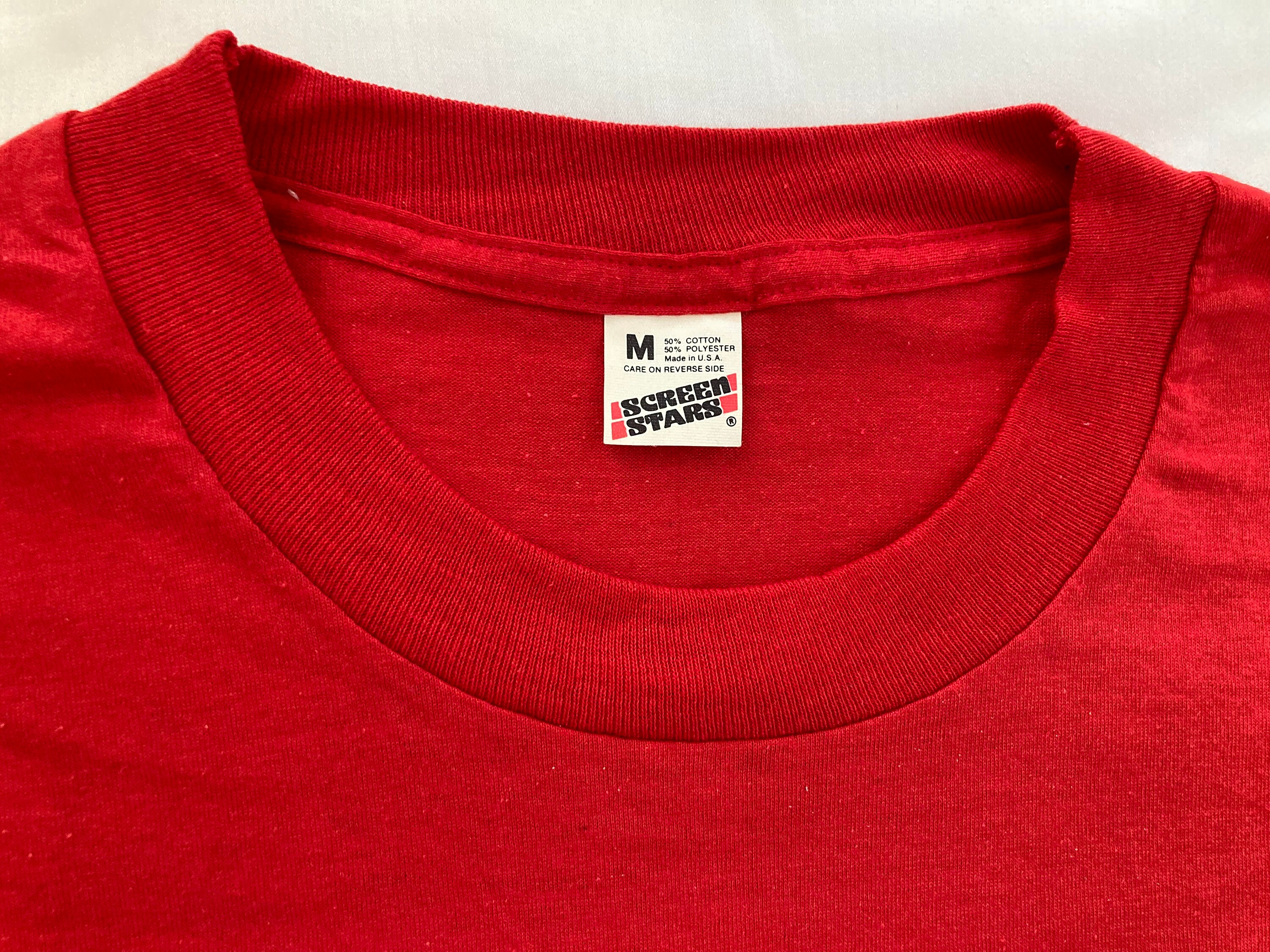 80'S SCREEN STARS Printed T-shirt, Men's, Size L, Vintage cotton white type Vintage Second Hand