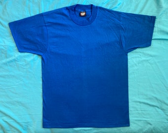 Vintage 80s SCREEN STARS Mejor camiseta en blanco nos Royal Blue