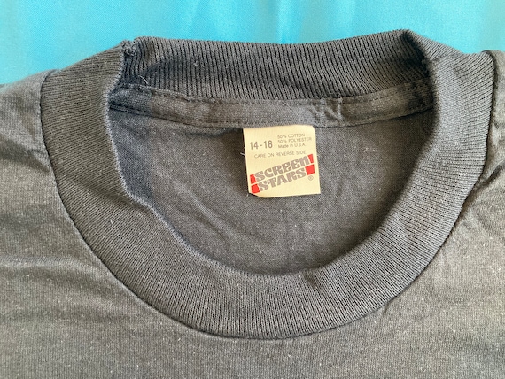 Vintage 80s SCREEN STARS Blank Deadstock T SHIRT Nos Black Youth