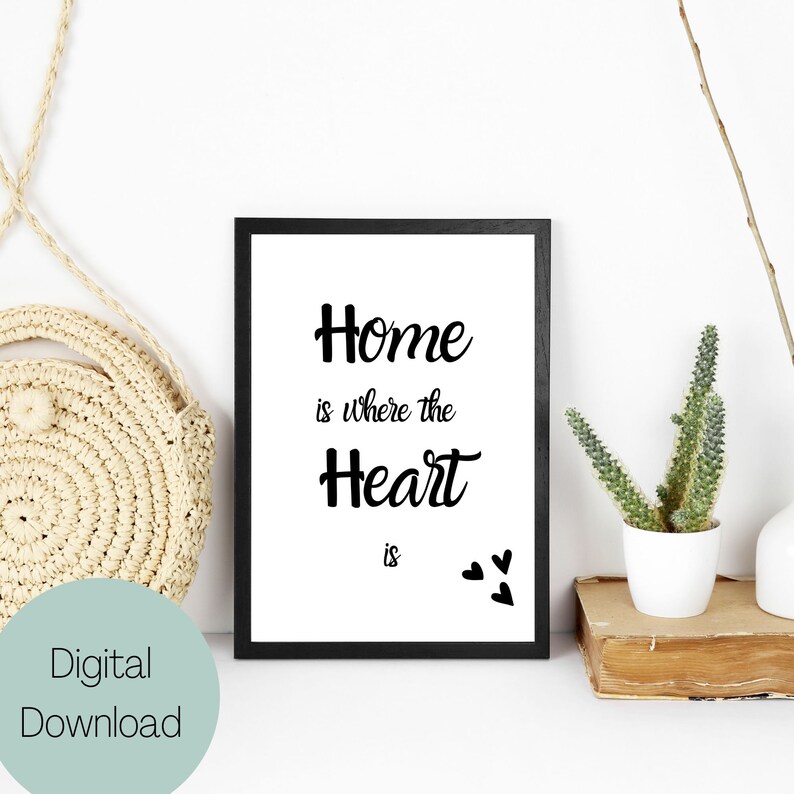 Home is Where the Heart Is Printable Wall Art Love Quote Etsy New Zealand