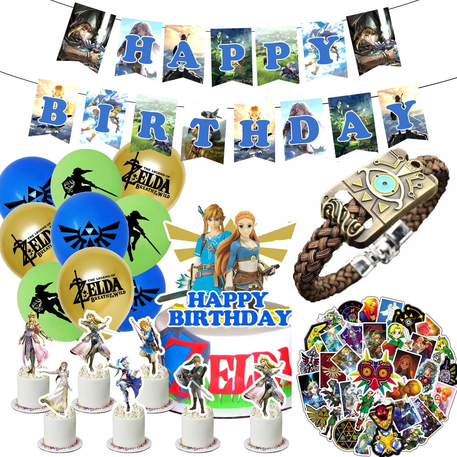 95PCS Zelda Party Supplies, Zelda Birthday Party Decorations Includes