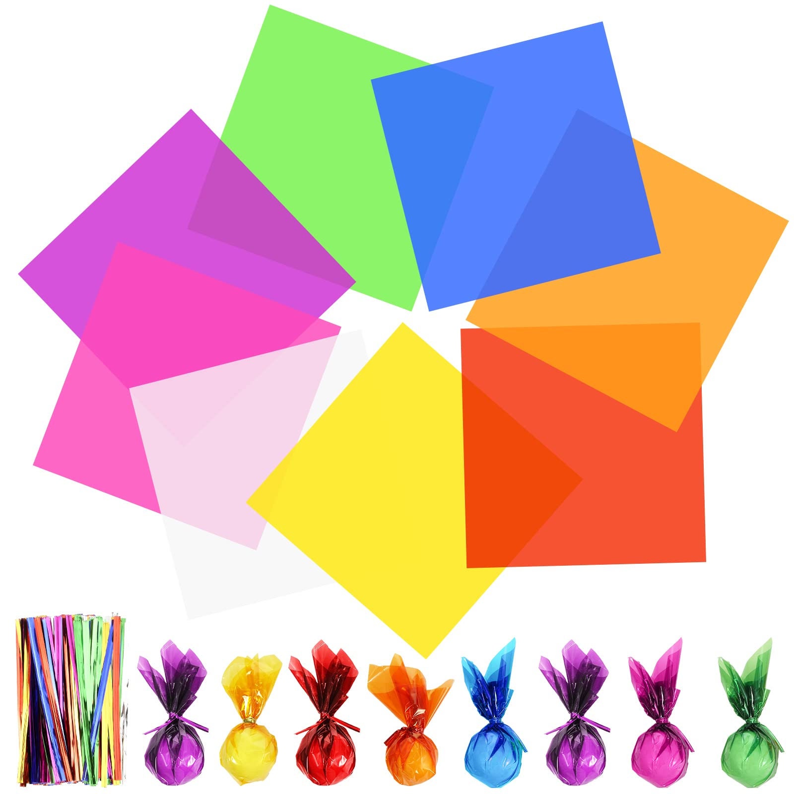 40 Pcs 14 X 14 Inch Colored Cellophane Paper Cello Sheets - Etsy