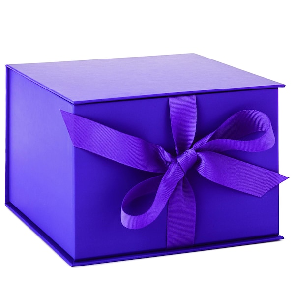 Purple Gift Box with Lid and Shredded Paper Fill for Easter, Mother's Day, Weddings, Graduations, Birthdays, Bridesmaids Gifts and More