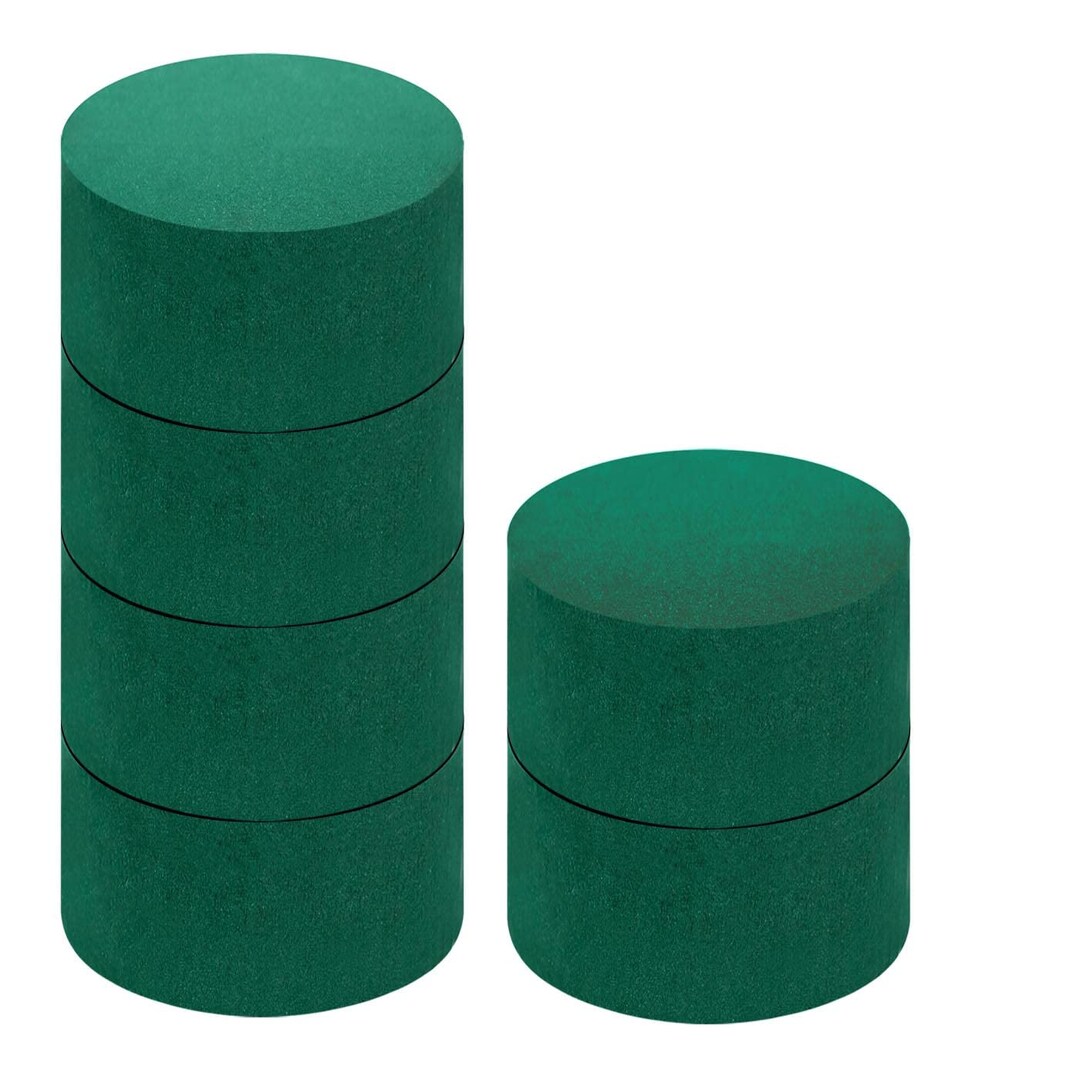 Pack of 6 Round Floral Foam Blocks for Fresh and Artificial Flowers