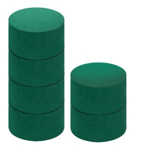 Pack of 6 Round Floral Foam Blocks for Fresh and Artificial Flowers, Styrofoam for Artificial Flowers each (3" X 1.5"), Dry & Wet Green