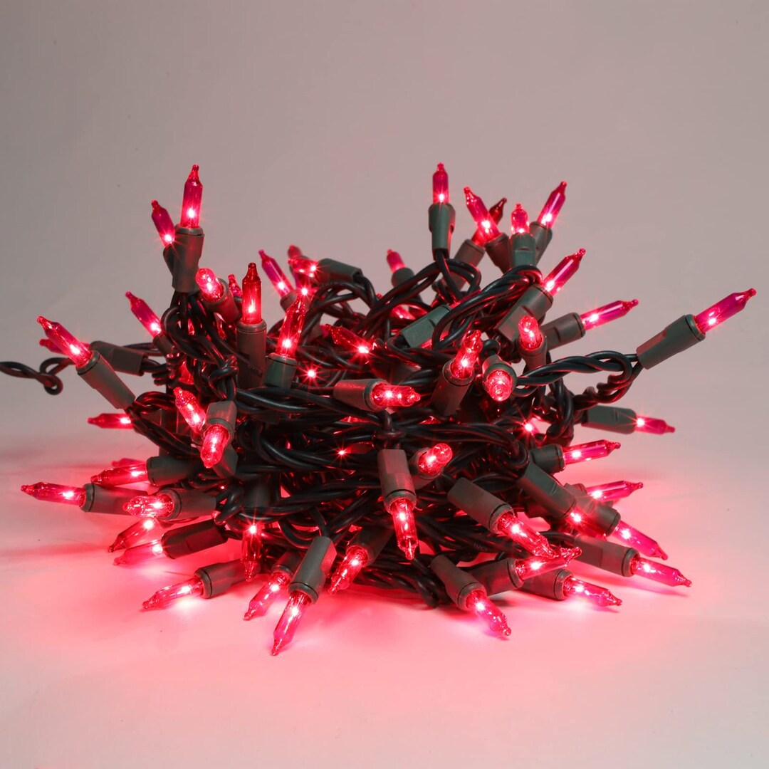 Ultrabright Connectable Pink Christmas Light Set 100 Count 19.6 Feet