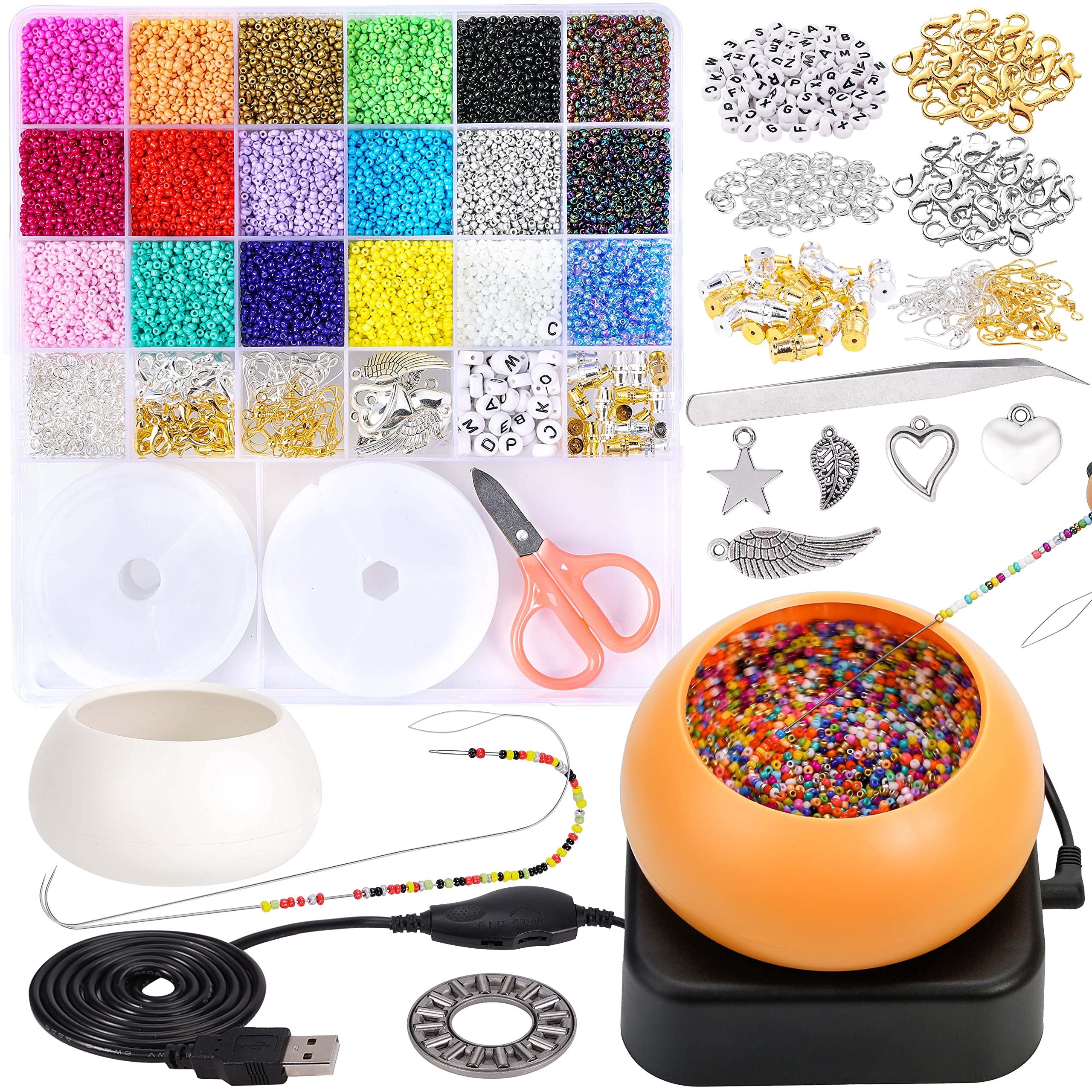Electric Bead Spinner, Adjustable Speed Beading Bowl Spinner With 2 Extra  Bead Bowls, String, Big Hole Beading Needles,… in 2023